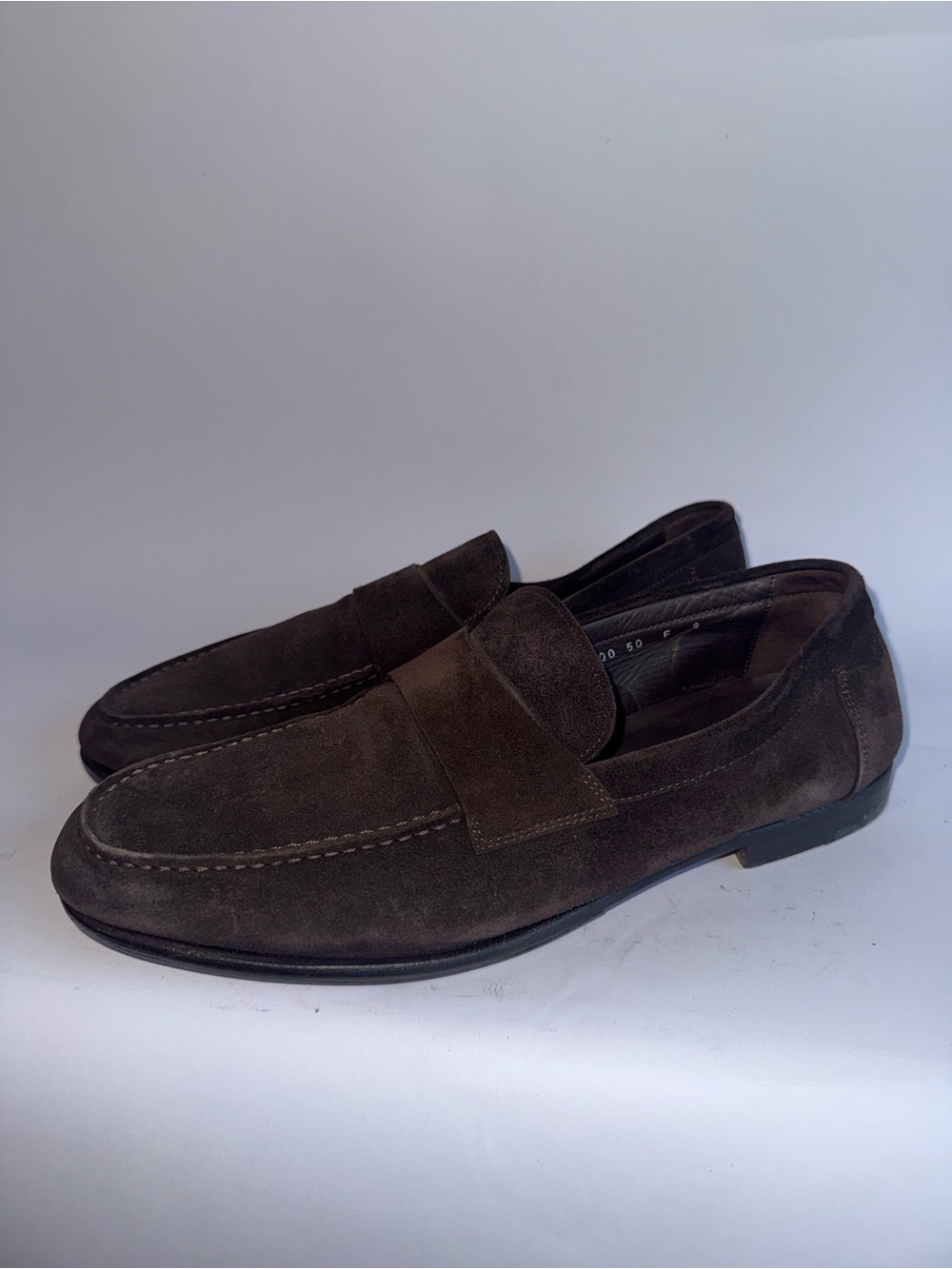 Santoni Dark Brown Suede Penny Loafer Men’s Size 9